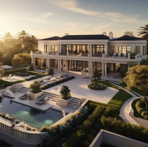 Mansion Modern Luxury, Mansion Modern Exterior, Modern French Villa, Big Modern Mansion, Modern Mediterranean Mansion, Mansion Farmhouse, Luxury French House, Modern Farmhouse Mansion, Modern Mansion Design