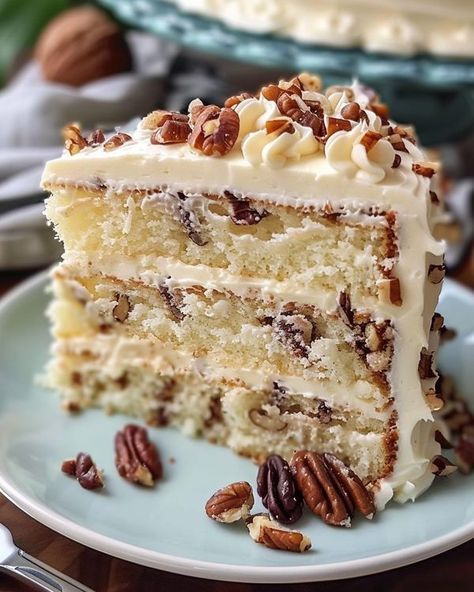 Avani Recipes Coconut Pecan Cake, Southern Caramel Cake, The Last Ride, Pretty Desserts, Gourmet Cakes, Cake With Cream Cheese Frosting, Coconut Pecan, Pecan Cake, Pretty Dessert