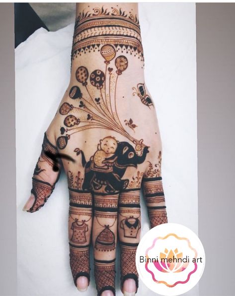 Masi To Be Mehandi Designs, Housewarming Mehndi Design, Chachi To Be Mehndi, Mundan Ceremony Mehndi Designs, Mehendi For Baby Shower Indian, Seemantham Mehendi Designs, Baby Shower Henna Design, Mehndi Designs For Baby Shower Function, Baby Shower Mehendi Designs Latest