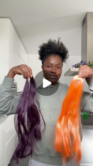 Braiding Hair Mixologist | Purple and orange reverse ombre 🍊☂️  #braidinghair #braidinghairmix #colorblending #colorblend #kanekalon | Instagram Reverse Ombre Box Braids, Black And Purple Boho Braids, Jumbo Braids With Color, Ombre Ginger Braids, Reverse Ombre Braids, Half And Half Box Braids Color, Purple And Copper Hair, Mix Braids Colors, Ombre Cornrows Braids