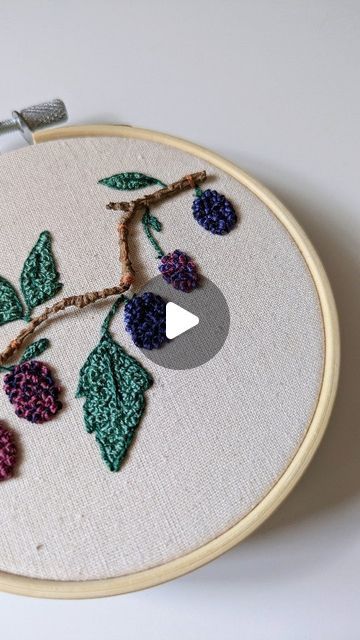 Blackberry Embroidery, Embroidered Berries, Berry Embroidery Pattern, Raspberry Embroidery Patterns, Embroidered Raspberries, French Knots, Modern Embroidery, Creative Hobbies, I Can't Wait