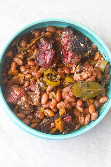 Crazy good Instant Pot pinto beans flavored with smoked brisket for a one-pot main dish. #instantpotrecipe #instantpotbeans #pintobeans #onepotmeal #beansrecipes #dinner Instant Pot Pinto Beans, Ham Hocks And Beans, Pinto Beans Recipe, Instant Pot Pot Roast, Pinto Bean Recipes, Brown Stew Chicken, Sweet Paprika, Lentil Stew, One Pot Dishes