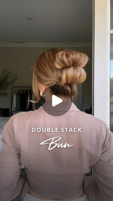 Nichole Ciotti on Instagram: "The Double Stack Bun 🤍  Gather your hair into a ponytail and secure it with a hair tie. On the final pull through, stop half way to create a mini loop. Split the tail below the loop into two equal sections. Create an opening above and below the loop. Push the loop up and through the opening from the bottom. Gently tug and shape the top of this new bun. Take the excess tail and fold it into your hair tie, making sure to stuff all the ends in. Pull the bun apart to add texture and shape where needed. Double the buns, double the fun 💁‍♀️  #hair #hairtutorial #updo #hairstyles" Double Ponytail Hairstyles, Double Buns Hairstyle, Tie Making, Tail Hairstyle, Short Hair Up, Double Buns, Half Bun, Double Ponytail, The Bun