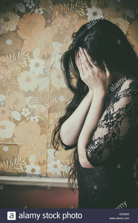 Woman hiding face in hands crying Stock Photo Hands In Head Pose, Face In Hands Pose, Hands Over Face Reference, Head In Hands Pose Reference, Woman Hiding Face, Hands Covering Face, Crying Pose Reference, Hands Over Face, Face In Hands