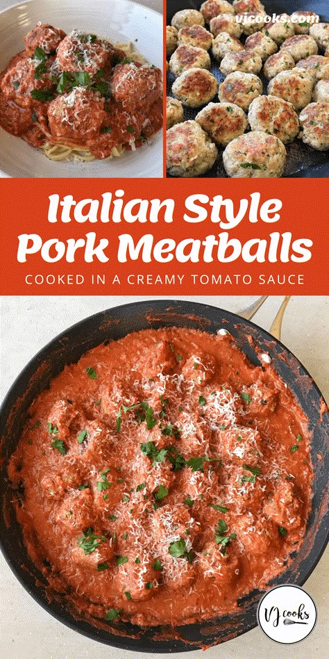 Italian Style Pork Meatballs Ground Pork Meatballs, Pork Meatball, Pork Mince Recipes, Cooking Fresh Pasta, Delicious Meatballs, Vj Cooks, Ground Pork Recipes, Italian Meatballs Recipe, Minced Meat Recipe