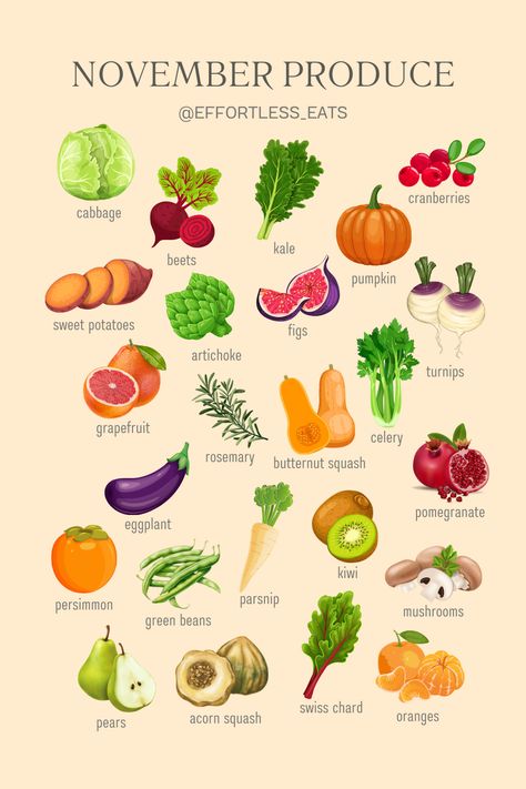 November is here! Now's your chance to stock up on your fall favorites while they last 🧡 #effortlesseats #nutrition #seasonalproduce #fallproduce November Seasonal Produce, December Produce, November Produce, Fall Produce, Seasonal Produce, Acorn Squash, In Season Produce, Parsnips, Chard