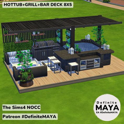 Sims Outside Ideas, Sims Front Yard, Sims 4 Guest House, Sims 4 Outside Ideas, Backyard Sims 4 Ideas, Sims Patio Ideas, Sims 4 Xbox One Houses, Sims 4 Outdoor Kitchen, Sims 4 Backyard Ideas Base Game