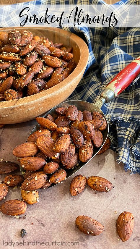 Smoked Almonds In Smoker, Smoked Nuts In Smoker, Smokehouse Almonds Recipe, Smoked Almonds Recipe, Chicken Chili Relleno Recipe, Stuffed Chili Relleno Recipe, Brown Sugar Pound Cake, Smoked Dishes, Smoked Almonds