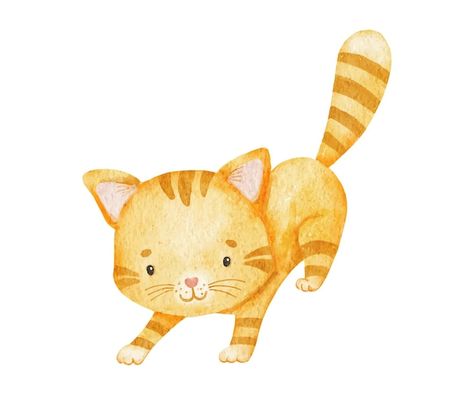 Cat Watercolor Illustration, Paper Cakes, Cat Watercolor, Cute Cartoon Cat, Watercolor Clip Art, Cat Clipart, Watercolor Cat, Art Cat, Cat Stickers