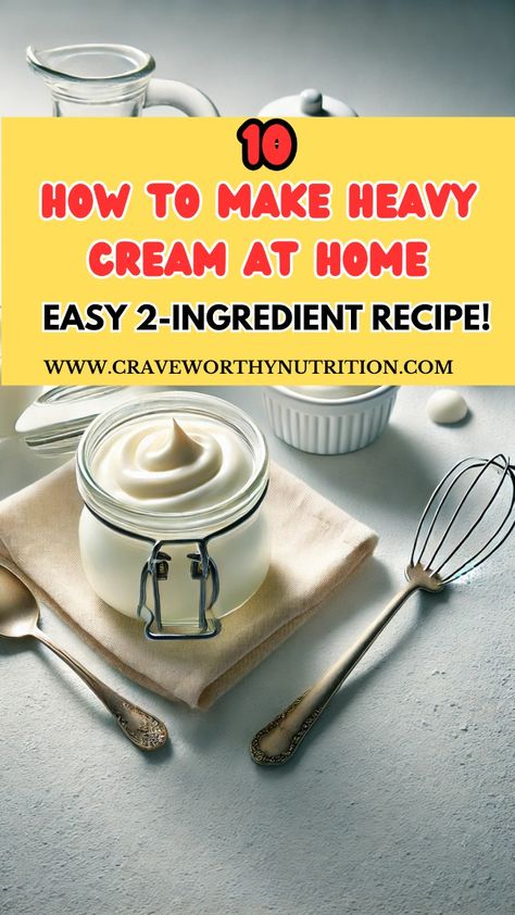 Need heavy cream but don’t have any on hand? Learn this easy 2-ingredient recipe to make heavy cream at home in minutes! Perfect for cooking, baking, and all your creamy dishes. Click to discover this quick and simple DIY heavy cream solution! Homemade Heavy Cream Easy, Diy Heavy Cream, Make Heavy Cream, Homemade Heavy Cream, No Heavy Cream, Heavy Cream Substitute, Cream Substitute, Heavy Cream Recipes, 2 Ingredient Recipes