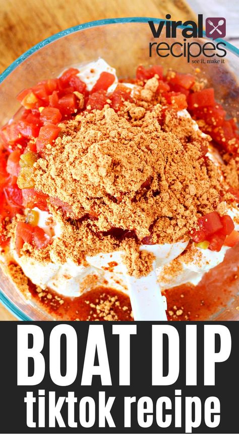 Tik Tok Food Dips, Sour Cream Rotel Taco Dip, Tik Tok Boat Dip Recipe, Boat Dip Recipe Sour Cream, Tik Tok Boat Dip, Fiesta Dip Recipe Sour Cream, Boat Dip Sour Cream, Dip Day At Work, Side Dishes For Taco Night