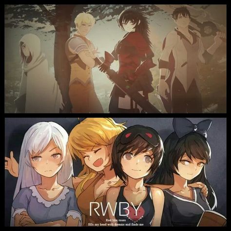 Team STRQ, matching team RWBY's colour scheme identically. Or I should say, team RWBY's colour scheme is matching team STRQ and I love it Team Strq, Rwby Rose, Red Like Roses, Team Rwby, My Hero Academia 2, Rwby Fanart, Rwby Anime, Rooster Teeth, Cartoon Games