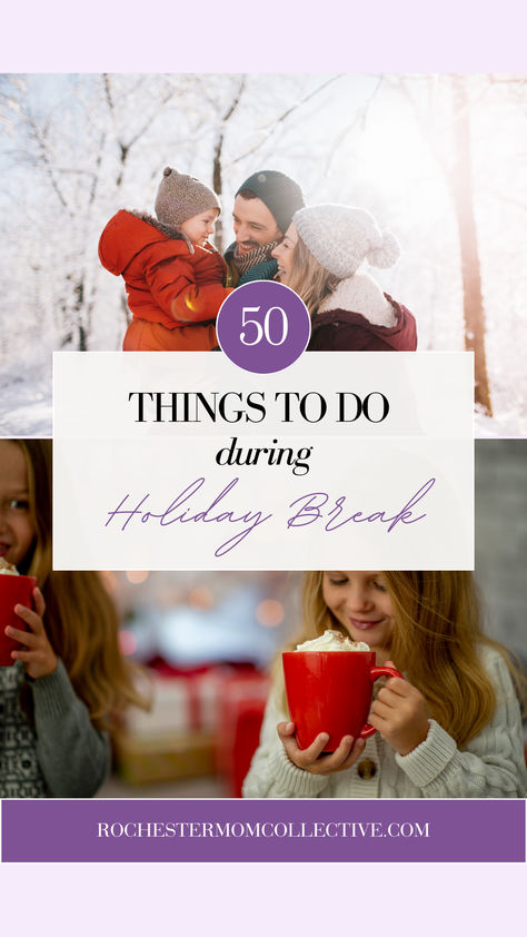 It’s almost Christmas! So much planning goes into the big day, but what about after? Here are 50 Things To Do During Christmas Break around Rochester and at home. See more articles written by moms at RochesterMomCollective.com. Things To Do Christmas, Things To Do During Christmas, Almost Christmas, Holiday Break, Christmas Break, Article Writing, Holiday Activities, Activities To Do, Christmas Day