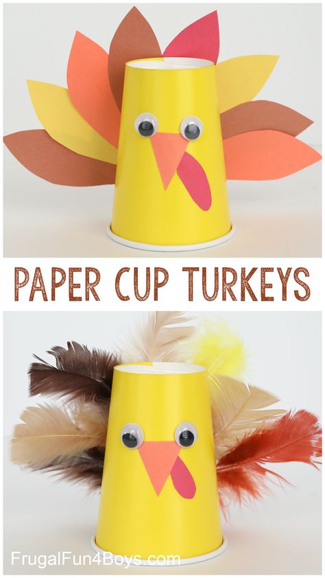 Paper Cup Turkey Craft Plastic Cup Crafts, Turkey Cup, Thanksgiving Centerpieces Diy, Craft For Preschool, Paper Cup Crafts, Fun Thanksgiving Crafts, Thanksgiving Crafts Preschool, Thanksgiving Turkey Craft, Simple Thanksgiving