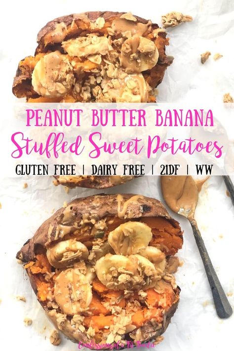 Sweet Potatoes Instant Pot, Sweet Potato Breakfast Recipes, Potatoes Instant Pot, Sweet Potato Peanut Butter, Container Recipes, Sweet Potato Snacks, Stuffed Sweet Potato, Potato Breakfast Recipes, Sweet Potato Recipes Healthy