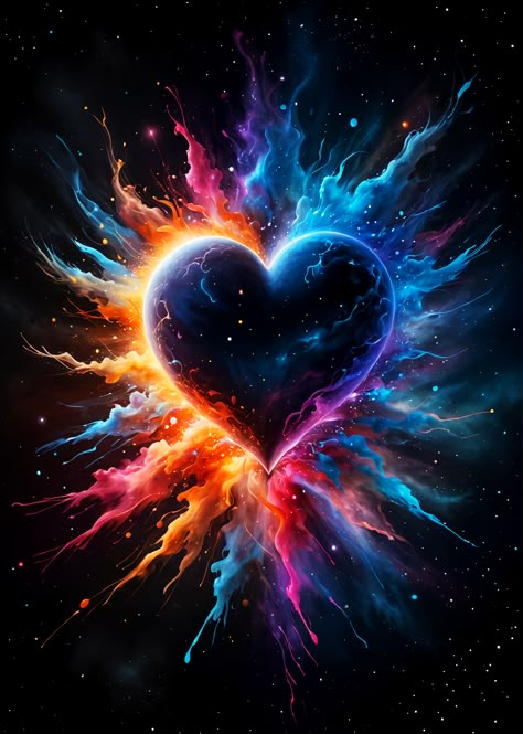 heart, love, space aesthetic, spacecore aesthetic, space poster, space travel, space exploration, outer space, colorful, galaxy, universe, night, space wall art, nebula, dust explosion, rainbow, pride Star Profile Picture, Love My Man Quotes, Space Romance, Spacecore Aesthetic, My Man Quotes, Hart Heart, Beautiful Heart Pictures, Love Explosion, Galaxy Heart