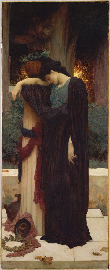 Lachrymae (Mary Lloyd), ca. 1894–95  Frederic, Lord Leighton (English, 1830–1896) Lord Leighton, Frederick Leighton, Frederic Leighton, Pre Raphaelite Paintings, Pre Raphaelite Art, John William Waterhouse, Hieronymus Bosch, Pre Raphaelite, Art Brut