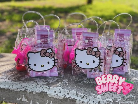 Custom party favor bags 💖 Message me to order or join fb group to start your own party package. THANK YOU @canvasbling for the cutest ideas and templates! I used everything she had but changed the hk to one I made myself since this was a teenager birthday. #partyfavors #hellokitty #hellokittyparty #hellokittypartytheme #partyfavorsideas #hellokittylover #hellokittyaddict #smallbusinessowner Hello Kitty Birthday Favors, Hello Kitty Birthday Party Favors, Hello Kitty Candy Bags, Hello Kitty Goodie Bags, Hello Kitty Party Ideas, Hello Kitty Birthday Decorations, Hello Kitty Party Favors, Sanrio Birthday, Hello Kitty Birthday Theme