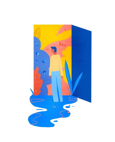 Open that door to whatever you're holding yourself back from. #illustration #art Door Opening Illustration, Door Open Illustration, Jem Tattoo, Open Door Illustration, Door Illustration, Automatic Door Opener, Inspiration Illustration, 동화 삽화, Simple Illustration