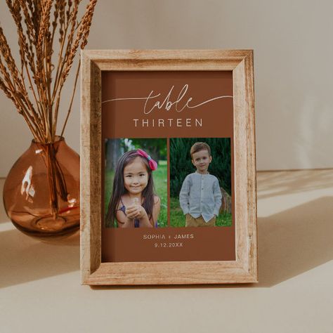 SIENNA Childhood Photos Table Number Card 5x7 Photo Wedding Table, Photo Table Numbers, Table Number Card, Bohemian Rustic, Wedding Table Number Cards, Card Table Wedding, Modern Script Font, Table Number Cards, Childhood Photos