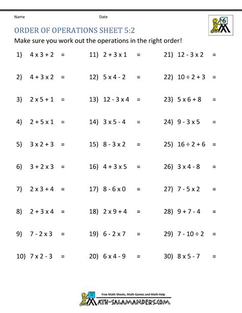 Order Of Operation Worksheet, Order Of Operations Worksheet, Pemdas Worksheets, Operations With Integers, Summer School Math, Types Of Sentences Worksheet, Inverse Operations, Math Integers, Mental Maths Worksheets