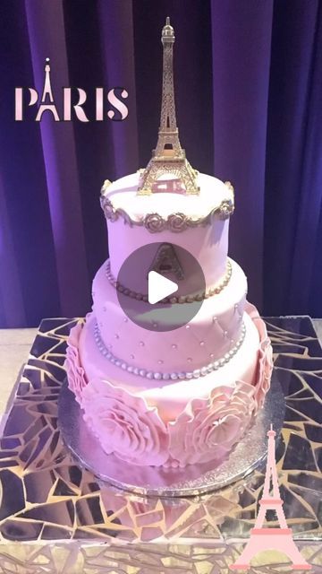 Griselle's Cakes on Instagram: "Sweet 16 cake-Paris theme
.
.
.
.
#paris #sweet16 #fondantcake #girlbirthdayparty #golddetails #eiffeltower #flowers #puertoricancakes #grisellescakes" Cake Paris, Sweet 16 Cakes, 16 Cake, Paris Theme, Girl Birthday Party, Fondant Cake, Gold Details, Sweet 16, Paris