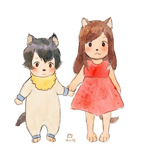 Ōkami Kodomo No Ame To Yuki, Ookami Kodomo No Ame To Yuki, Wolf Child, Wolf Children Ame, Studio Ghibli Fanart, Wolf Children, Japanese Animated Movies, Anime Siblings, Deer Art