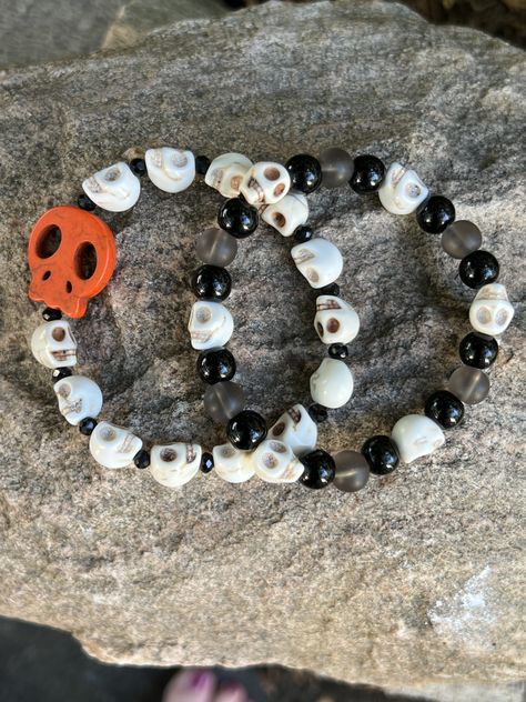 Etsy Halloween, Skull Beads, Skull Bracelet, Beaded Skull, Canada Post, Black Matte, Faceted Bead, Black Glass, Favorite Jewelry