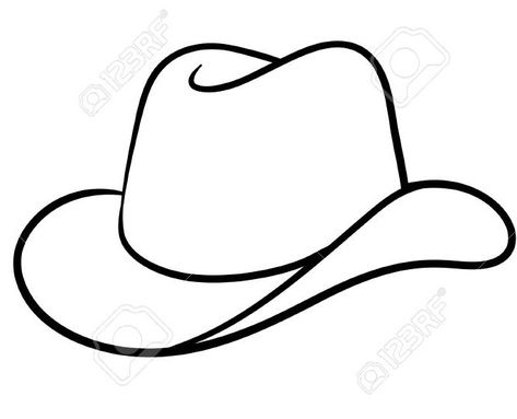 Cow Boy Hat Sketch, Hats To Draw, Cowboy Boots Sketch, Cowboy Hat Template, Cowgirl Hat Drawing, Cowboy Hat Drawing, Cowboy Hat Crafts, Line Pic, Bracelet Lock