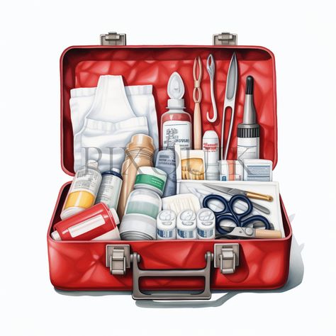 First Aid Kit Drawing, Medical Tools, Half Sleeve Tattoos For Guys, Medical Kit, Bottle Lights, Aid Kit, First Aid Kit, Effective Communication, First Aid