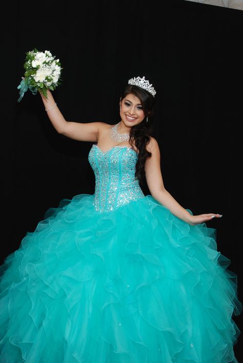 Tiffany blue quinceanera dress Tiffany Blue Quinceanera, Turquoise Quinceanera Dresses, Blue Quinceanera Dress, Green Ball Gown, Sweet 15 Dresses, Quinceñera Dresses, Quinceanera Dresses Blue, Quince Dress, Quinceanera Dress