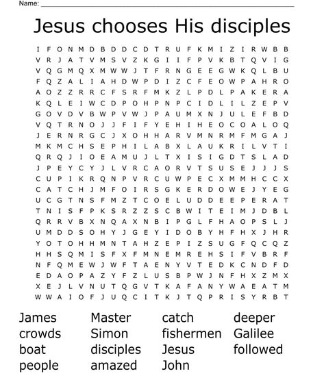 Jesus chooses His disciples Word Search Jesus Chooses His Disciples, The 12 Disciples Of Jesus, Disciples Craft, 50th Class Reunion Ideas, Disciple Me, 12 Disciples, Easy Word Search, Jesus Crafts, Vbs 2024