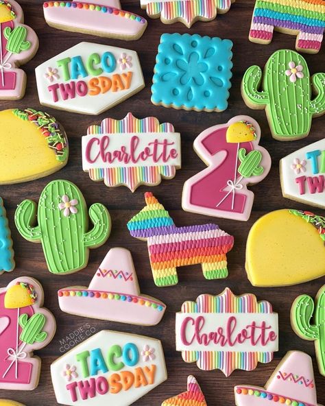 Fiesta Birthday Cookies, Party Cookies Decorated, Gaslighting Myself, Fiesta Cookies, Taco Twosday, First Birthday Cookies, Could Be Worse, Treat Myself, Fiesta Birthday Party