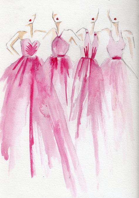 Fashion Illustration Watercolor, Watercolor Fashion, Picture Collage Wall, Dress Sketches, Illustration Fashion Design, Watercolor Drawing, Picture Collage, Bridesmaids Dresses, Watercolor Cards