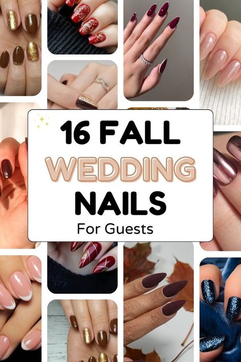 fall wedding nails for guests Acrylic Nails For A Wedding Guest, Nail Polish Ideas For Wedding Guest, Wedding Nails Color, Wedding Guests Nails, Holiday Wedding Nails, Simple Fall Wedding Nails, November Wedding Guest Nails, Sophisticated Fall Nails, Wedding Guest Nails Fall