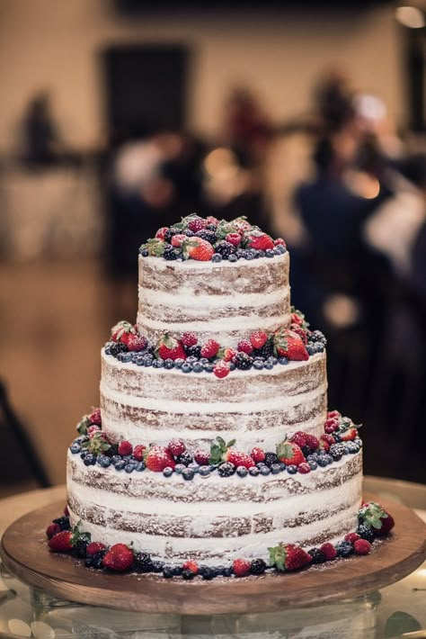 Berries Wedding Cake, Wedding Cake Berries, Healthy Wedding Cake, Naked Wedding Cake With Fruit, Berry Wedding Cake, Glamorous Wedding Cakes, Fruit Wedding Cake, Wedding Strawberries, African Inspired Wedding