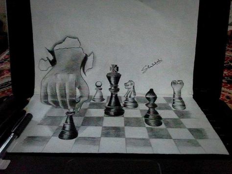 3d Chess Board Drawing, 3d Art Drawing Pencil, Chess Board Drawing, 3d Chess Board, Art Drawing Pencil, 3d Chess, 3d Pencil Drawings, Board Drawing, 3d Art Drawing