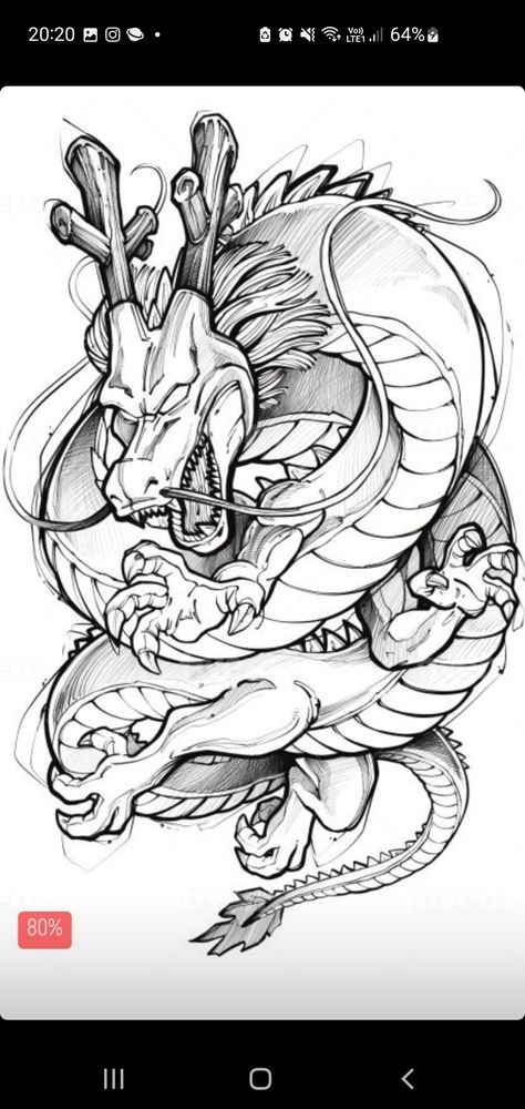 Dragon Ball Z Tattoo Dragon, Dragon Ball Shenron Drawing, Super Shenron Tattoo, Dbz Dragon Tattoo, Dragon Ball Z Sleeve Tattoo, Dragon Ball Shenron Wallpaper, Sheilongue Dragon Ball, Vegeta Outline, Dbz Tattoo Design