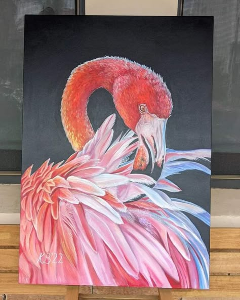 Paintings Of Flamingos, Picture For Painting, Feather Drawing, Art To Paint, Arts And Crafts For Adults, Flamingo Painting, Interior Paintings, Jungle Art, Florida Art