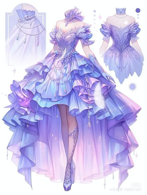 Anime Dresses, Magical Dress, Dreamy Gowns, Seni Dan Kraf, Dress Design Drawing, Fashion Drawing Dresses, Fantasy Outfits, Clothing Design Sketches, Fantasy Dresses