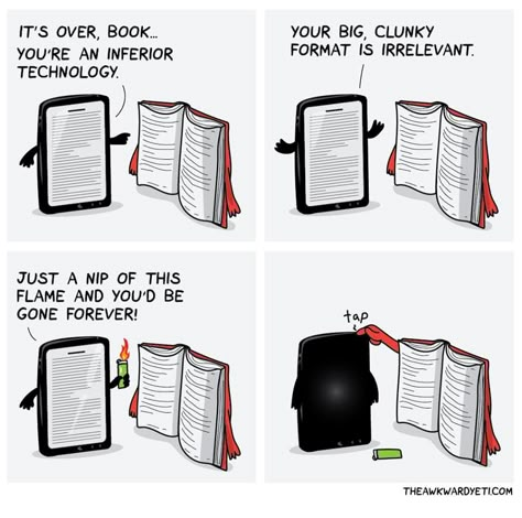 Awkward Yeti, Library Humor, The Awkward Yeti, Kindle Ebook, Paper Book, Ebook Reader, Book Memes, E Reader, Bang Bang