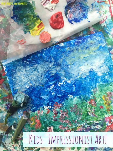 Kids' Impressionist art activity. Use plants to make paintbrushes, creating a crafty nature work of art! Plant Painting Art, Montessori Art, Artist Study, Monet Art, Art Lessons For Kids, Classroom Art, Art Activity, Art Projects For Kids, Art Camp