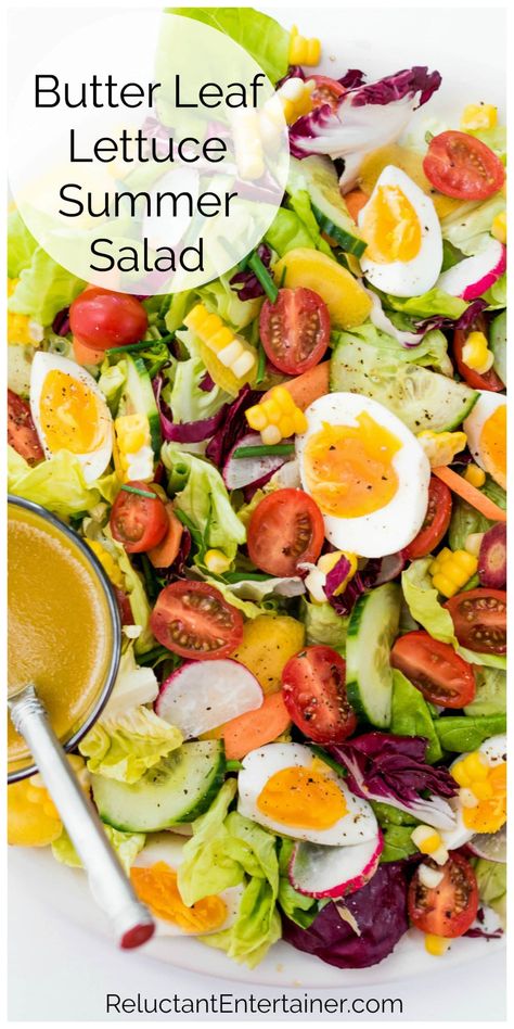 Butter Leaf Lettuce Summer Salad Soft Boiled Eggs Recipe, Boiled Egg Recipes, Lettuce Salad Recipes, Lettuce Recipes, Leaf Lettuce, Three Bean Salad, Butter Lettuce, Honey Mustard Vinaigrette, Lettuce Salad