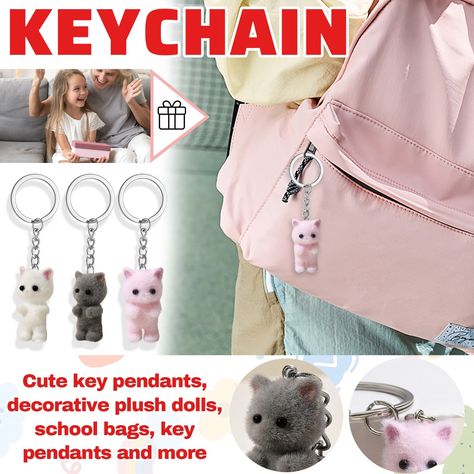 Cat Ornaments Y2K Cute Fuzzy Aesthetic Kawaii Keychains Charms Accessories for Bag Backpack Wallet Fuzzy Aesthetic, Kawaii Keychains, Keychains Charms, Y2k Cute, Cat Ornament, Backpack Bags, Keychains, Charms, Backpacks