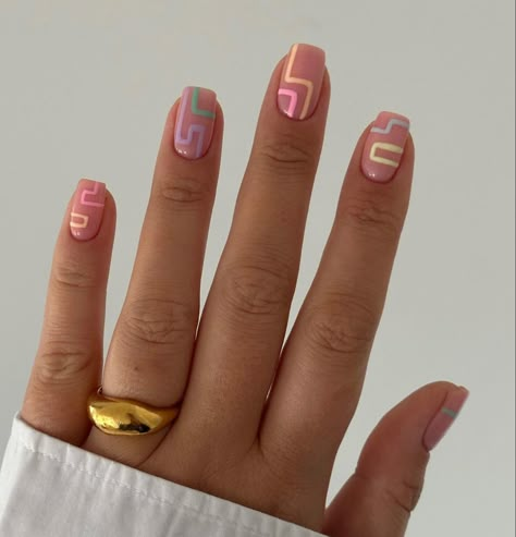 Summer Abstract Nails, Abstract Summer Nails, Early Summer Nails, 21 Nails, Lily Nails, Evil Eye Nails, Abstract Nail, Mens Nails, Manicure Colors