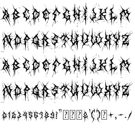 Metal Graffiti Font, Edgy Font Tattoo, Black Metal Font Tattoo, Black Lettering Tattoo Fonts, Dark Fonts Alphabet, Cybersigilism Alphabet, Font Ideas For Tattoos, Heavy Metal Font Alphabet, Dark Font Tattoo