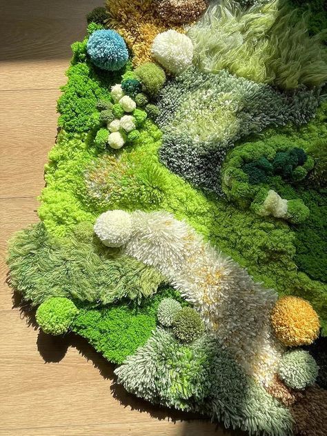 Handmade Moss Rug Soft Latch Hook Rugscustom Rugsart - Etsy Canada Moss Blanket Aesthetic, Yarn Moss Rug, How To Make A Moss Rug, Moss Blanket Crochet, Crochet Moss Rug, Crochet Moss Blanket, Moss Rug Diy, Diy Moss Rug, Moss Bedroom