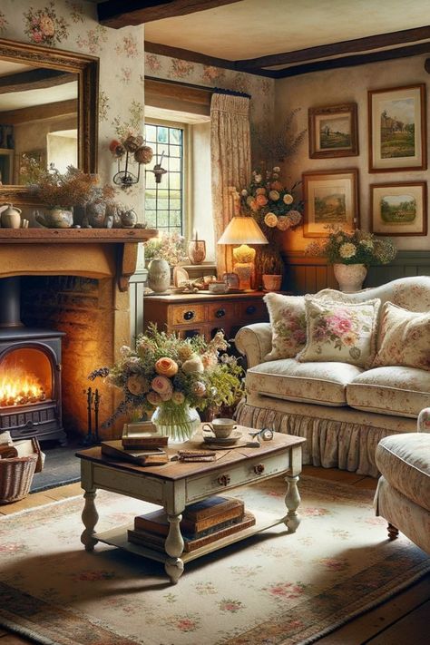 15 Tips on How to Embrace English Cottage Style in Your Home - Sweet Magnoliaa English Country Style Living Room, Salons Cottage, Cottage Style Living Room, English Cottage Interiors, Country Style Living Room, Living Room Classic, English Cottage Decor, English Interior, English Country Cottage