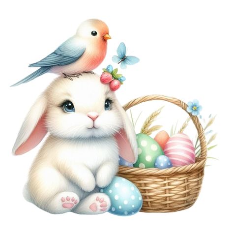 Rabbit Book, Bunny Watercolor, Spring Basket, Easter Illustration, New Wallpaper Iphone, Easter Images, Easter Pictures, Rabbit Art, Easter Art