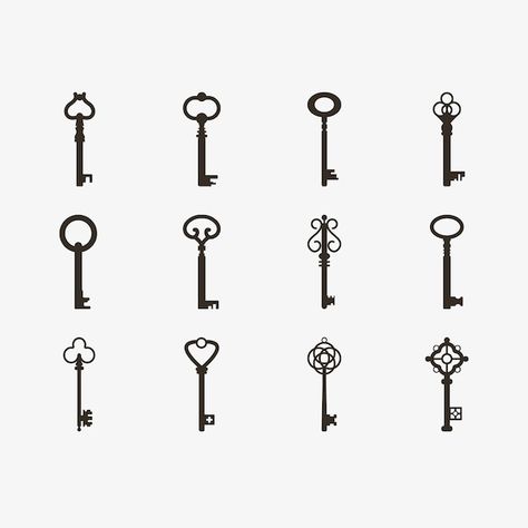 Vintage retro old keys | Premium Vector #Freepik #vector #old-key #vintage #old #vintage-key Old Key Illustration, Old Fashioned Key, Stone Game, Key Icon, Old Key, Old Keys, Retro Room, Hand Drawn Icons, Vintage Key